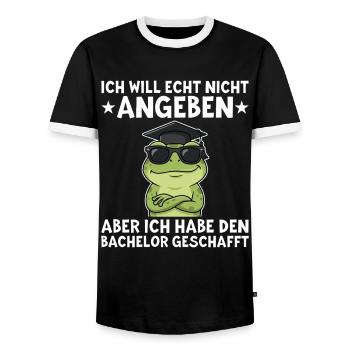 Bachelor Bestanden Frosch Abschluss Geschenk - Männer Kontrast-T-Shirt - Schwarz/Weiß - Vorne - AI Model Female 172 light (172cm) & AI Model Male 178 light (178cm)