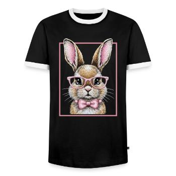 Cute Bunny mit Brille – Lustiges Hasendesign  - Männer Kontrast-T-Shirt - Schwarz/Weiß - Vorne - AI Model Female 172 light (172cm) & AI Model Male 178 light (178cm)