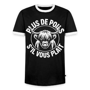 Taureau Highland Monochrome Circulaire - T-shirt contrasté Homme - noir/blanc - Devant - AI Model Female 172 light (172cm) & AI Model Male 178 light (178cm)