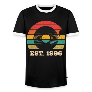 Vintage 1996 - Männer Kontrast-T-Shirt - Schwarz/Weiß - Vorne - AI Model Female 172 light (172cm) & AI Model Male 178 light (178cm)