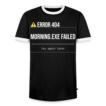 Error 404 - Morning.exe wurde nicht geladen - Männer Kontrast-T-Shirt - Schwarz/Weiß - Vorne - AI Model Female 172 light (172cm) & AI Model Male 178 light (178cm)
