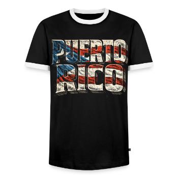 Puerto Rico Boricua - Männer Kontrast-T-Shirt - Schwarz/Weiß - Vorne - AI Model Female 172 light (172cm) & AI Model Male 178 light (178cm)
