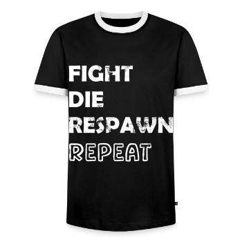 Fight Die Respawn Repeat Gaming Motiv - Männer Kontrast-T-Shirt - Schwarz/Weiß - Vorne - AI Model Female 172 light (172cm) & AI Model Male 178 light (178cm)