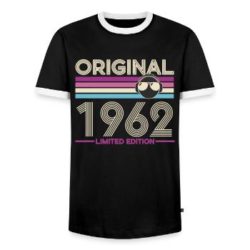 Original 1962 Édition Limitée - T-shirt contrasté Homme - noir/blanc - Devant - AI Model Female 172 light (172cm) & AI Model Male 178 light (178cm)