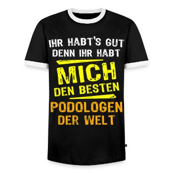 Podologe Geschenk - Männer Kontrast-T-Shirt - Schwarz/Weiß - Vorne - AI Model Female 172 light (172cm) & AI Model Male 178 light (178cm)