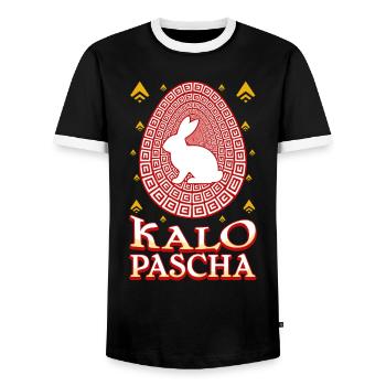 Kalo Pascha Frohes Ostern Griechisches Ostern - Männer Kontrast-T-Shirt - Schwarz/Weiß - Vorne - AI Model Female 172 light (172cm) & AI Model Male 178 light (178cm)