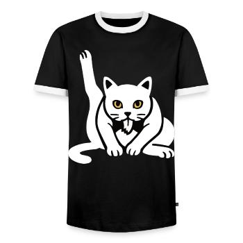 Funny Cat Cats Cat Lover Kitten - Men's Ringer Shirt - black/white - Front - AI Model Female 172 light (172cm) & AI Model Male 178 light (178cm)