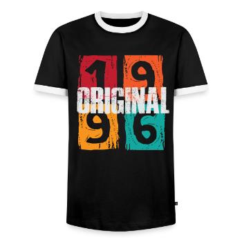 Original 1996 - Men's Ringer Shirt - black/white - Front - AI Model Female 172 light (172cm) & AI Model Male 178 light (178cm)