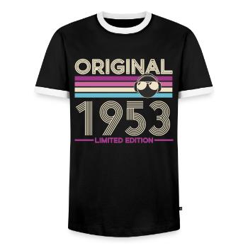 Original 1953 Limited Edition - Men's Ringer Shirt - black/white - Front - AI Model Female 172 light (172cm) & AI Model Male 178 light (178cm)