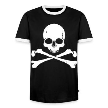 Schädelkreuz Muster Totenkopf - Männer Kontrast-T-Shirt - Schwarz/Weiß - Vorne - AI Model Female 172 light (172cm) & AI Model Male 178 light (178cm)