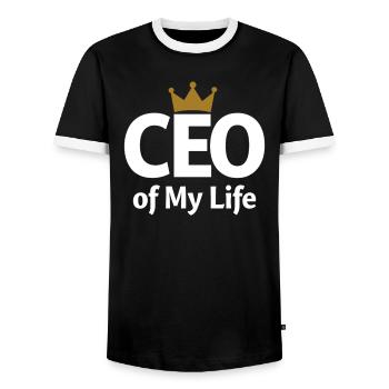 Déclaration du PDG de My Life Krone - T-shirt contrasté Homme - noir/blanc - Devant - AI Model Female 172 light (172cm) & AI Model Male 178 light (178cm)