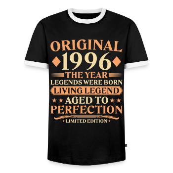 Legende 1996 – 30. Geburtstag Original Vintage - Männer Kontrast-T-Shirt - Schwarz/Weiß - Vorne - AI Model Female 172 light (172cm) & AI Model Male 178 light (178cm)