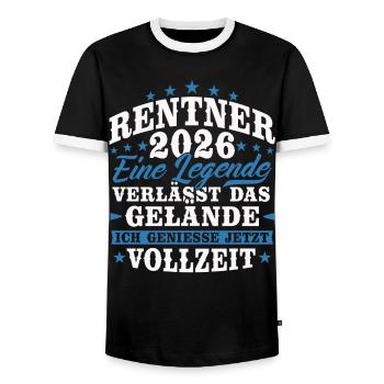 Rentner 2026 Rente Ruhestand Geschenk - Männer Kontrast-T-Shirt - Schwarz/Weiß - Vorne - AI Model Female 172 light (172cm) & AI Model Male 178 light (178cm)