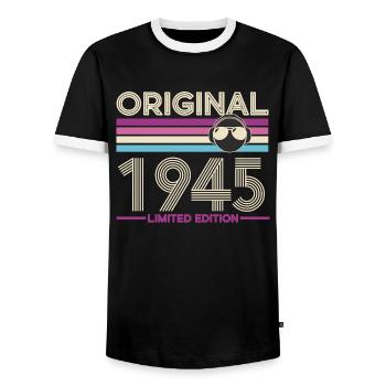 Original 1945 Édition Limitée - T-shirt contrasté Homme - noir/blanc - Devant - AI Model Female 172 light (172cm) & AI Model Male 178 light (178cm)