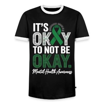 Mental Health Awareness – It's Okay Not Okay - Men's Ringer Shirt - black/white - Front - AI Model Female 172 light (172cm) & AI Model Male 178 light (178cm)