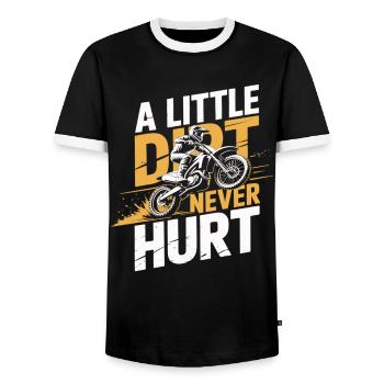 A Little Dirt Never Hurt – Motocross Dirtbike - Männer Kontrast-T-Shirt - Schwarz/Weiß - Vorne - AI Model Female 172 light (172cm) & AI Model Male 178 light (178cm)