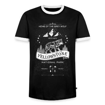 Buffle duveteux du parc national de Yellowstone - T-shirt contrasté Homme - noir/blanc - Devant - AI Model Female 172 light (172cm) & AI Model Male 178 light (178cm)