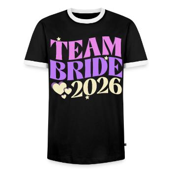 Team Bride 2026 - Männer Kontrast-T-Shirt - Schwarz/Weiß - Vorne - AI Model Female 172 light (172cm) & AI Model Male 178 light (178cm)