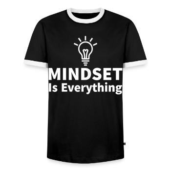 Mindset is everything Light bulb motivation success - Men's Ringer Shirt - black/white - Front - AI Model Female 172 light (172cm) & AI Model Male 178 light (178cm)