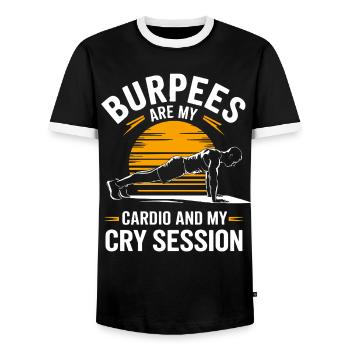 Burpees Instructor Quotes for Gym Workout - Men's Ringer Shirt - black/white - Front - AI Model Female 172 light (172cm) & AI Model Male 178 light (178cm)