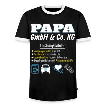 Firma Papa unterstützt in allen Lebenslagen - Männer Kontrast-T-Shirt - Schwarz/Weiß - Vorne - AI Model Female 172 light (172cm) & AI Model Male 178 light (178cm)