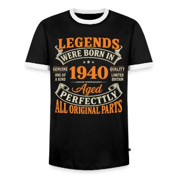 Legends 1940 Perfekt gealtert - Männer Kontrast-T-Shirt - Schwarz/Weiß - Vorne - AI Model Female 172 light (172cm) & AI Model Male 178 light (178cm)