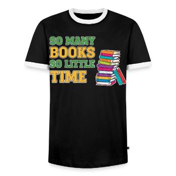 Bücherwurm Lesen Buch - Männer Kontrast-T-Shirt - Schwarz/Weiß - Vorne - AI Model Female 172 light (172cm) & AI Model Male 178 light (178cm)