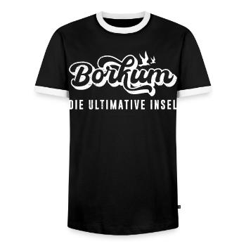 BORKUM DIE ULTIMATIVE INSEL Lustiges - Männer Kontrast-T-Shirt - Schwarz/Weiß - Vorne - AI Model Female 172 light (172cm) & AI Model Male 178 light (178cm)