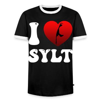 Vacances en mer du Nord J’ADORE SYLT Drôle - T-shirt contrasté Homme - noir/blanc - Devant - AI Model Female 172 light (172cm) & AI Model Male 178 light (178cm)