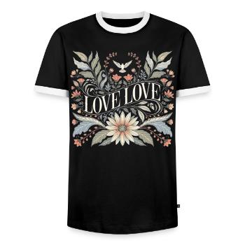Love Love Floral Romantic Shirt Vintage Flower - Männer Kontrast-T-Shirt - Schwarz/Weiß - Vorne - AI Model Female 172 light (172cm) & AI Model Male 178 light (178cm)