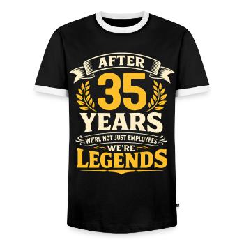 35th Anniversary of the Company Service Anniversary of Work - Men's Ringer Shirt - black/white - Front - AI Model Female 172 light (172cm) & AI Model Male 178 light (178cm)