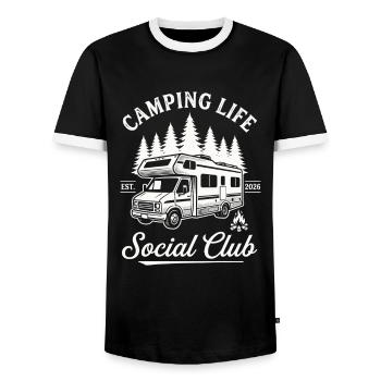 Conception de la vie de camping pour les amateurs de camping-car - T-shirt contrasté Homme - noir/blanc - Devant - AI Model Female 172 light (172cm) & AI Model Male 178 light (178cm)