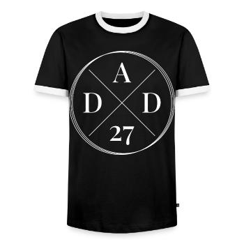 Dad 2027 - Men's Ringer Shirt - black/white - Front - AI Model Female 172 light (172cm) & AI Model Male 178 light (178cm)