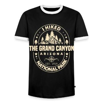 Ich bin im Grand Canyon Nationalpark Wanderer gewandert - Männer Kontrast-T-Shirt - Schwarz/Weiß - Vorne - AI Model Female 172 light (172cm) & AI Model Male 178 light (178cm)