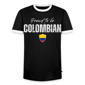 Proud to be Colombian, made in Colombia - Men's Ringer Shirt - black/white - Front - AI Model Female 172 light (172cm) & AI Model Male 178 light (178cm)