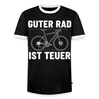 Guter Rad ist teuer – Fahrrad Spruch - Männer Kontrast-T-Shirt - Schwarz/Weiß - Vorne - AI Model Female 172 light (172cm) & AI Model Male 178 light (178cm)