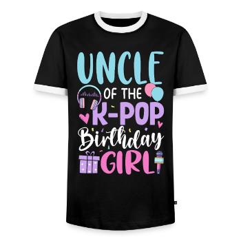 Uncle Of The K Pop Birthday Girl - Men's Ringer Shirt - black/white - Front - AI Model Female 172 light (172cm) & AI Model Male 178 light (178cm)