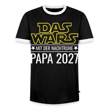 Papa 2027 - Das wars mit der Nachtruhe - Männer Kontrast-T-Shirt - Schwarz/Weiß - Vorne - AI Model Female 172 light (172cm) & AI Model Male 178 light (178cm)