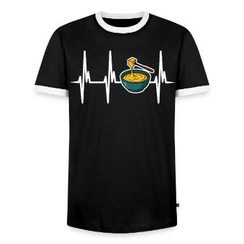 I love cheese fondue - Men's Ringer Shirt - black/white - Front - AI Model Female 172 light (172cm) & AI Model Male 178 light (178cm)