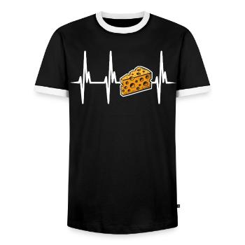 I love cheese - Men's Ringer Shirt - black/white - Front - AI Model Female 172 light (172cm) & AI Model Male 178 light (178cm)