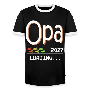 Futur grand-père en 2027 qui embarque son futur grand-père - T-shirt contrasté Homme - noir/blanc - Devant - AI Model Female 172 light (172cm) & AI Model Male 178 light (178cm)