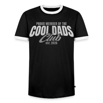 Cool Dads Club - Dad 2026 Gift - Men's Ringer Shirt - black/white - Front - AI Model Female 172 light (172cm) & AI Model Male 178 light (178cm)