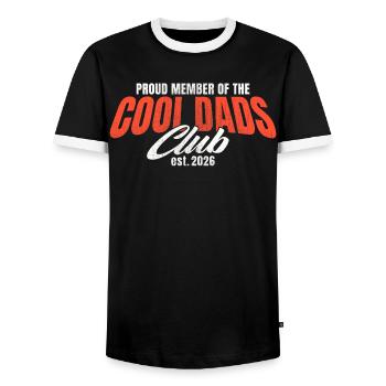 Cool Dads Club - Dad 2026 Gift - Men's Ringer Shirt - black/white - Front - AI Model Female 172 light (172cm) & AI Model Male 178 light (178cm)