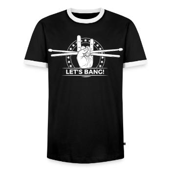 Let’s Bang Drum Emblem - Men's Ringer Shirt - black/white - Front - AI Model Female 172 light (172cm) & AI Model Male 178 light (178cm)