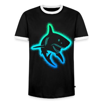Hai Haie Herren Jungen Kinder Haifisch - Männer Kontrast-T-Shirt - Schwarz/Weiß - Vorne - AI Model Female 172 light (172cm) & AI Model Male 178 light (178cm)