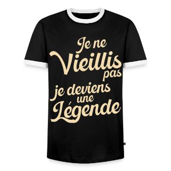 Idée Cadeau Anniversaire Humour Original Légende - T-shirt contrasté Homme - noir/blanc - Devant - AI Model Female 172 light (172cm) & AI Model Male 178 light (178cm)