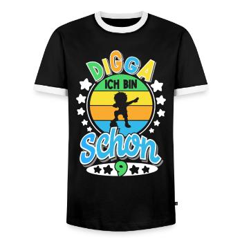 9e anniversaire Football - T-shirt contrasté Homme - noir/blanc - Devant - AI Model Female 172 light (172cm) & AI Model Male 178 light (178cm)