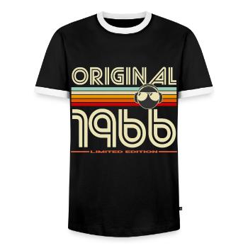 Original 1966 Vintage Rétro - T-shirt contrasté Homme - noir/blanc - Devant - AI Model Female 172 light (172cm) & AI Model Male 178 light (178cm)