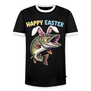 brochet de Pâques aux oreilles de lapin - T-shirt contrasté Homme - noir/blanc - Devant - AI Model Female 172 light (172cm) & AI Model Male 178 light (178cm)