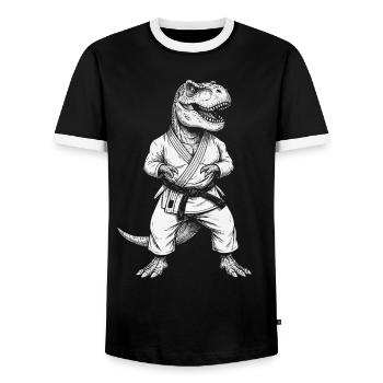 Judo Dinosaurier Judoka Kinder Jungen Kampfsport - Männer Kontrast-T-Shirt - Schwarz/Weiß - Vorne - AI Model Female 172 light (172cm) & AI Model Male 178 light (178cm)